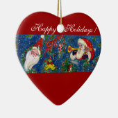 MUSIKCHRISTMAS NIGHT, SANTA BUGLER Rotes Herz Keramik Ornament (Rechts)