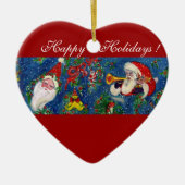 MUSIKCHRISTMAS NIGHT, SANTA BUGLER Rotes Herz Keramik Ornament (Vorne)