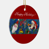 MUSIKCHRISTMAS NIGHT, SANTA BUGLER Rotes Herz Keramikornament (Rechts)