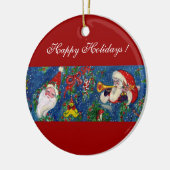 MUSIKCHRISTMAS NIGHT, SANTA BUGLER Rotes Herz Keramikornament (Links)