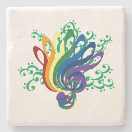 Musikclef-Blumenstrauß Steinuntersetzer