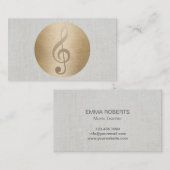 Musikclef-Goldkreis-nobles Leinenmusical Visitenkarte (Vorne/Hinten)