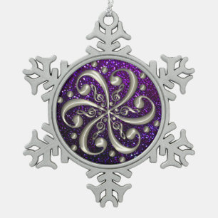 Musikclefs-lila Glitzer-Weihnachtsverzierung Schneeflocken Zinn-Ornament