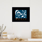Musikdekoration, dreifarbige Note Poster (Küche)