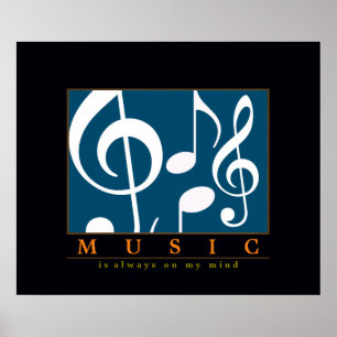 Musikdekoration, dreifarbige Note Poster