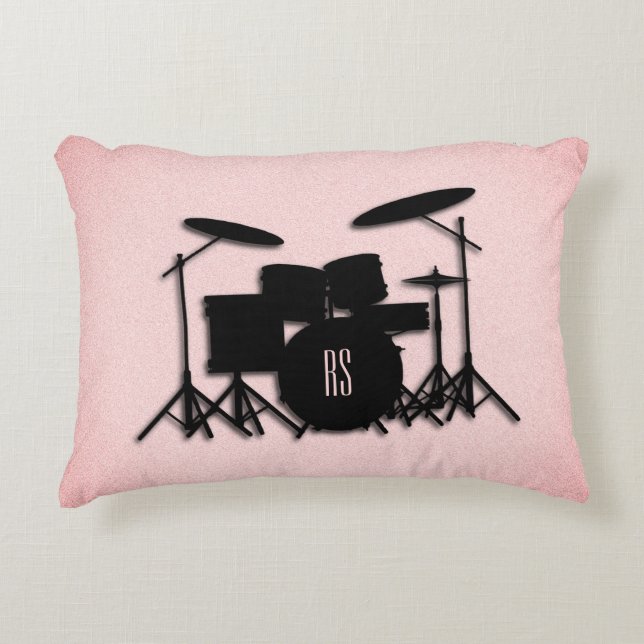 Musikdesign für Monogram-Trommel-Set Dekokissen (Vorderseite)