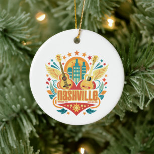 Musikdesign für Nashville Tennessee Keramik Ornament