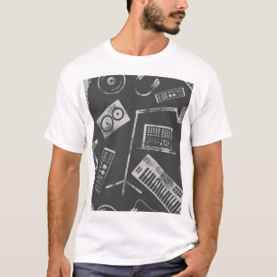 Musikelemente: nahtloser Vintage-Hintergrund. T-Shirt