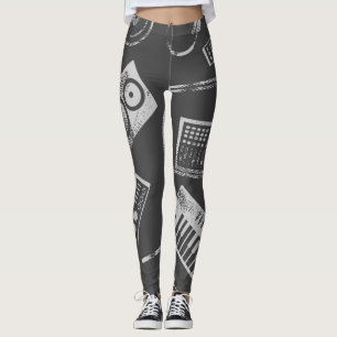 Musikelemente: Vintager nahtloser Hintergrund. Leggings