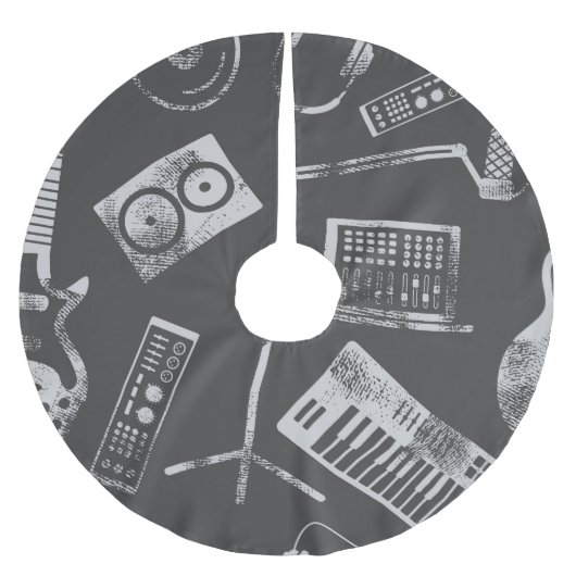 Musikelemente: Vintager nahtloser Hintergrund. Polyester Weihnachtsbaumdecke (Vorderseite)