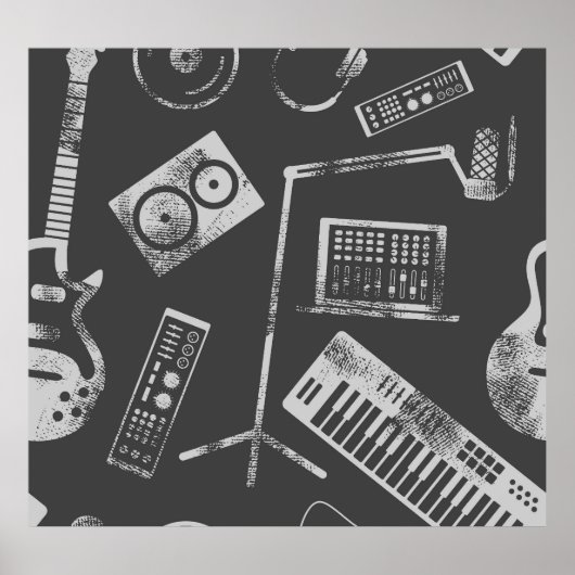 Musikelemente: Vintager nahtloser Hintergrund. Poster (Vorne)