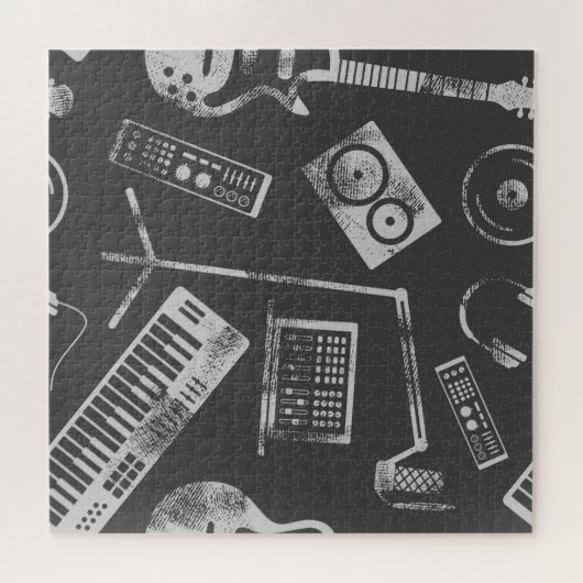 Musikelemente: Vintager nahtloser Hintergrund. Puzzle (Horizontal)