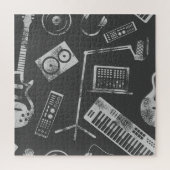 Musikelemente: Vintager nahtloser Hintergrund. Puzzle (Vertikal)