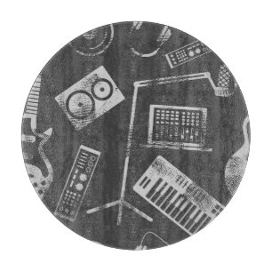 Musikelemente: Vintager nahtloser Hintergrund. Schneidebrett