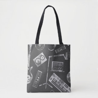 Musikelemente: Vintager nahtloser Hintergrund. Tasche