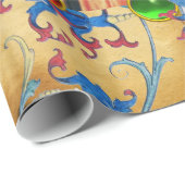 MUSIKELN-PARKMENT, ROTE BLUE-BLUMEN, GEMS GESCHENKPAPIER (Rolleneckpunkt)