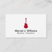 Musiker Acoustic Red Gitarre Moderne Weiß Visitenkarte (Vorderseite)
