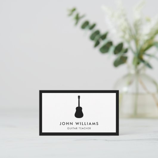 Musiker-Akustikgitarre-Minimalistisches modernes Visitenkarte (Stehend Vorderseite)
