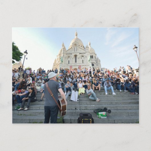 Musiker außerhalb von Sacre Coeur Paris Postkarte (Vorderseite)