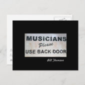 Musiker benutzen bitte die Hintertür Postkarte (Vorne/Hinten)