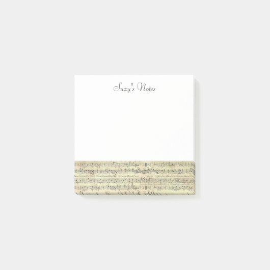 Musiker der Vintagen Musiknote Post-it Klebezettel (Vorderseite)