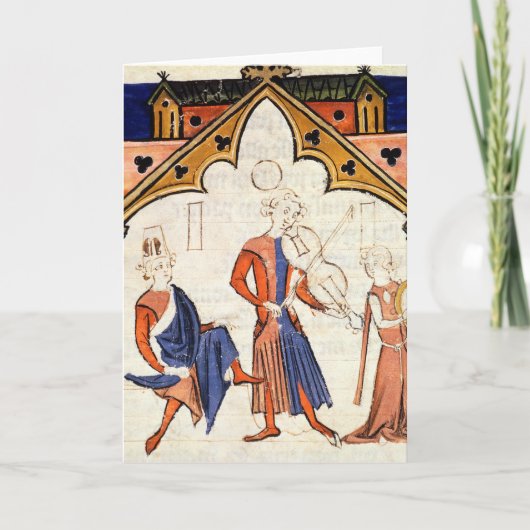 Musiker, die eine Viola und einen Tambourine Karte (Vorderseite)