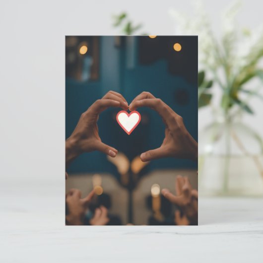 Musiker, die ihr Herz mit ihren Händen umrahmen Dankeskarte (Stehend Vorderseite)