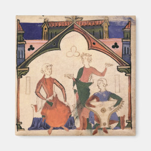 Musiker, die Kastagnetten und einen Psaltery Magnet