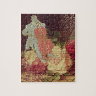 Musiker Elegantes Vintages Blumendesign Puzzle