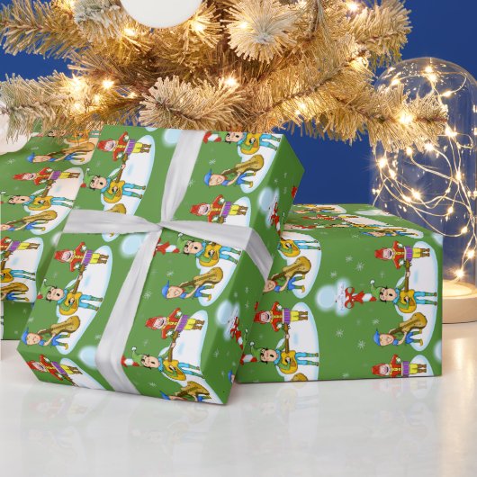 Musiker Elves Weihnachtswrapping Paper Geschenkpapier (Feiertage)