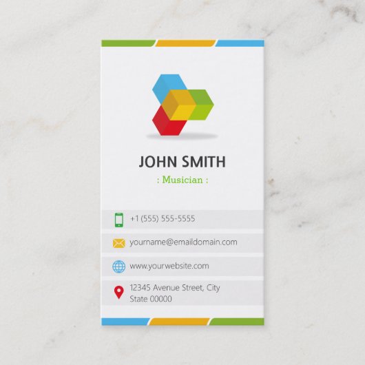 Musiker - farbenfroh mit QR-Code Visitenkarte (Vorderseite)