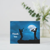 Musiker Full Moon Silhouette Vielen Dank Postkarte (Stehend Vorderseite)