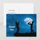Musiker Full Moon Silhouette Vielen Dank Postkarte (Vorne/Hinten)