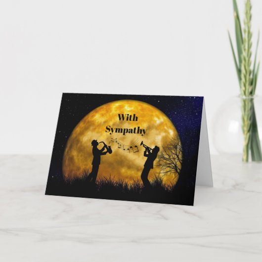 Musiker Full Moon Watercolor Beileid Karte (Vorderseite)