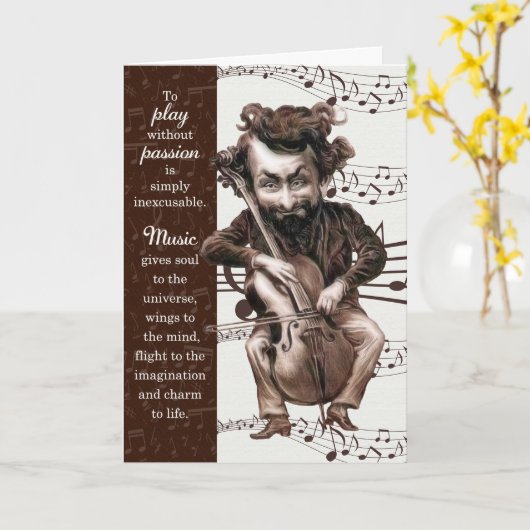 Musiker Funny Cello Karikatur Geburtstag Karte (Gelbe Blume)