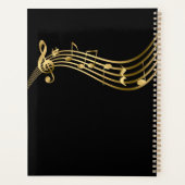 Musiker Gold Musical Notes Elegant Custom Yearly Planer (Rückseite)