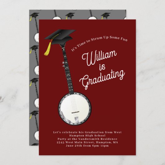 Musiker-Graduiertenparty - Einladung (Vorne/Hinten)
