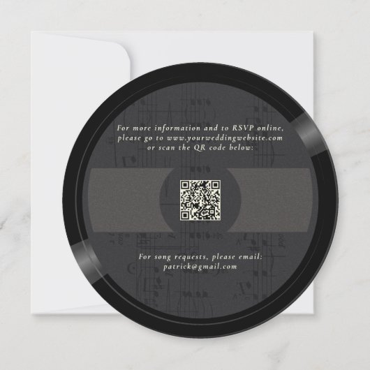 Musiker Hochzeit Speichern Sie das Datum Vinyl QR  Save The Date (Rückseite)
