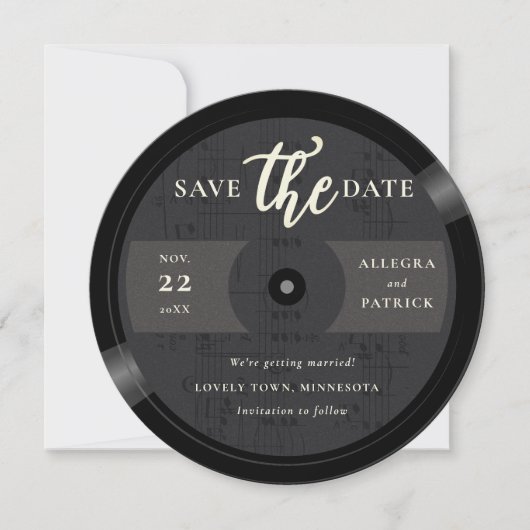 Musiker Hochzeit Speichern Sie das Datum Vinyl QR  Save The Date (Vorderseite)