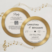 Musiker Modernes Vintag Record Gold Vinyl Wedding Einladung