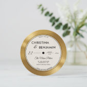 Musiker Modernes Vintag Record Gold Vinyl Wedding Einladung (Stehend Vorderseite)