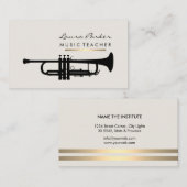 Musiker-Musik-Lehrer-Trompeteinstrument Gold Visitenkarte (Vorne/Hinten)