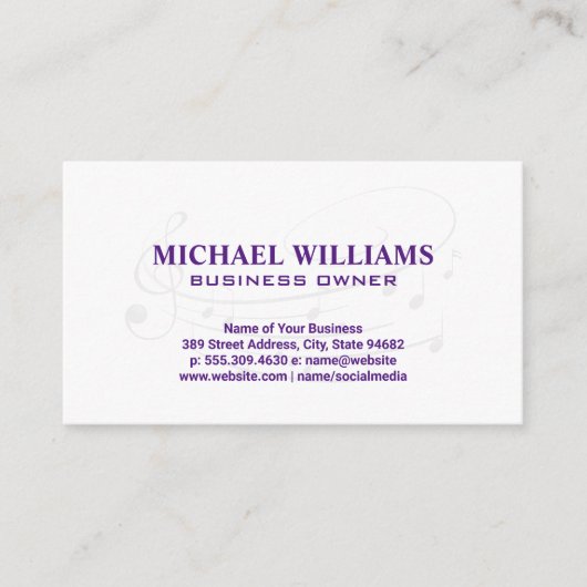 Musiker | Musikalische Hinweise | Musik Visitenkarte (Vorderseite)