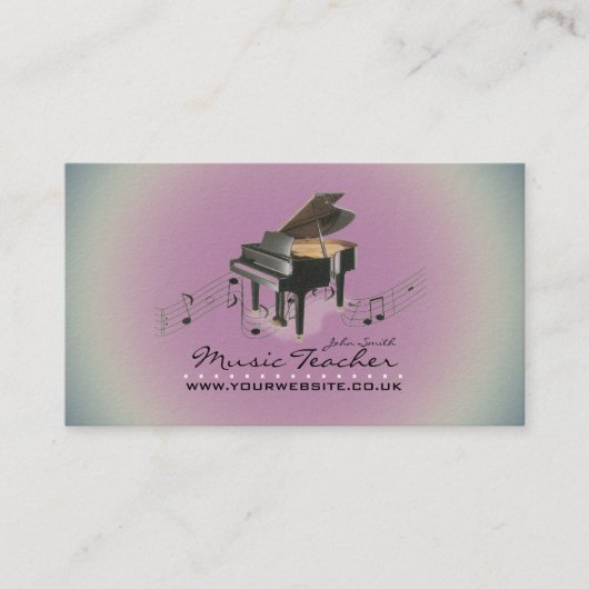 Musiker/Musiklehrer (Piano 1) Lavender BG Visitenkarte (Vorderseite)