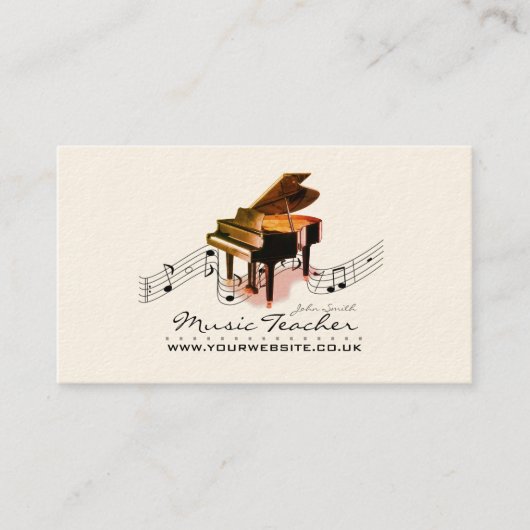 Musiker/Musiklehrer (Piano 1) Vintag Visitenkarte (Vorderseite)