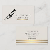 Musiker Musiklehrer Trumpet Instrument Gold Visitenkarte (Vorne/Hinten)