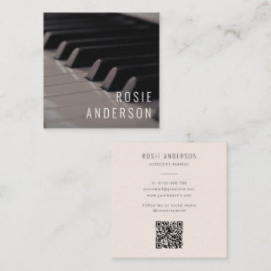 Musiker QR Code Piano Schlüssel Modernes Rosa Quadratische Visitenkarte