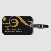 Musiker reisen Gold-Dreifach-Klee schwarz Gepäckanhänger (Vorderseite (Horizontal))