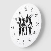 Musiker Silhouette der Musiker Wall Large Clock Große Wanduhr (Winkel)