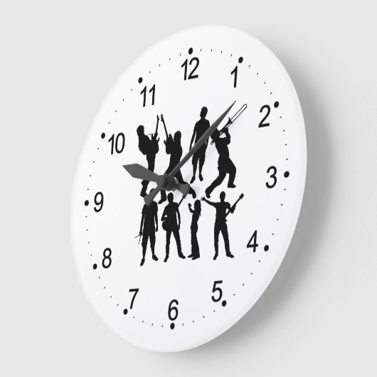 Musiker Silhouette der Musiker Wall Large Clock Große Wanduhr (Winkel)